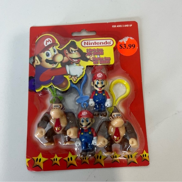 Vintage Tara Toys Nintendo Mario and Donkey Kong Key Chains Set Mario Party New - Picture 2 of 7